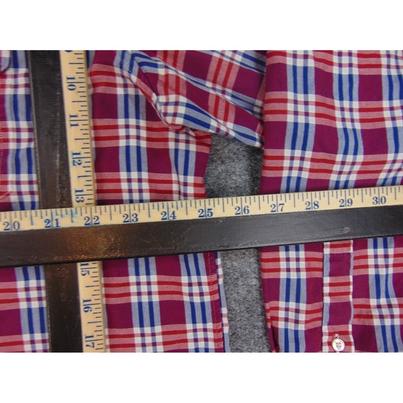 Vineyard Vines Shirt Mens XL Collegiate Fit Red Blue Plaid Cotton Button Front - Picture 7 of 8